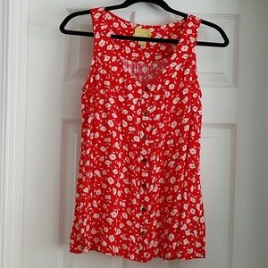 Maeve red floral tank top size 4